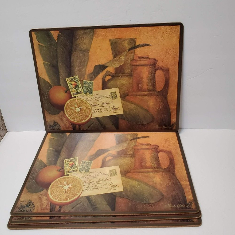 Vintage Pimpernel Placemats, Set of 4, Hard Cork Still Life Pamela Gladding